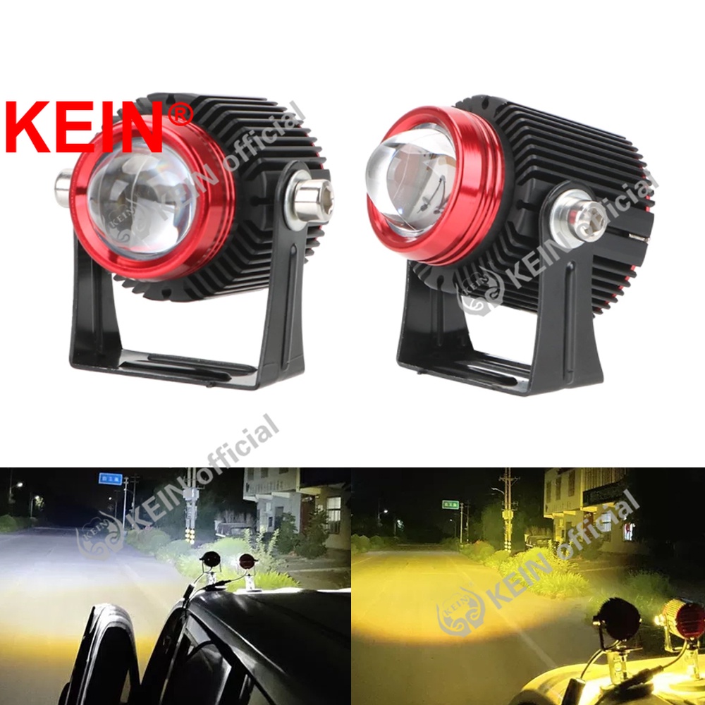 KEIN Mini HID 6500k Motorcycle Cree Led High / Low Headlight Bi-Xenon Projector Lens Fog Spot Lamp Car Led Bulb Motorcycle Spotlight External Fog Lamp Car Led Lamp White and Yellow