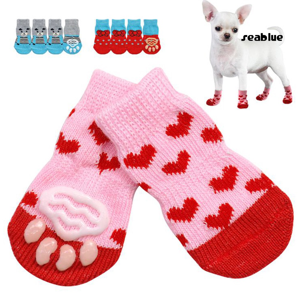 Traction Control for Indoor Wear Fit Extra Small to Extra Large Dogs Cats BlackGrey Harfkoko 4 Pcs 8 Sizes Anti-Slip Dog Socks Cat Socks Dog Cat Paw Protector with Rubber Reinforcement 