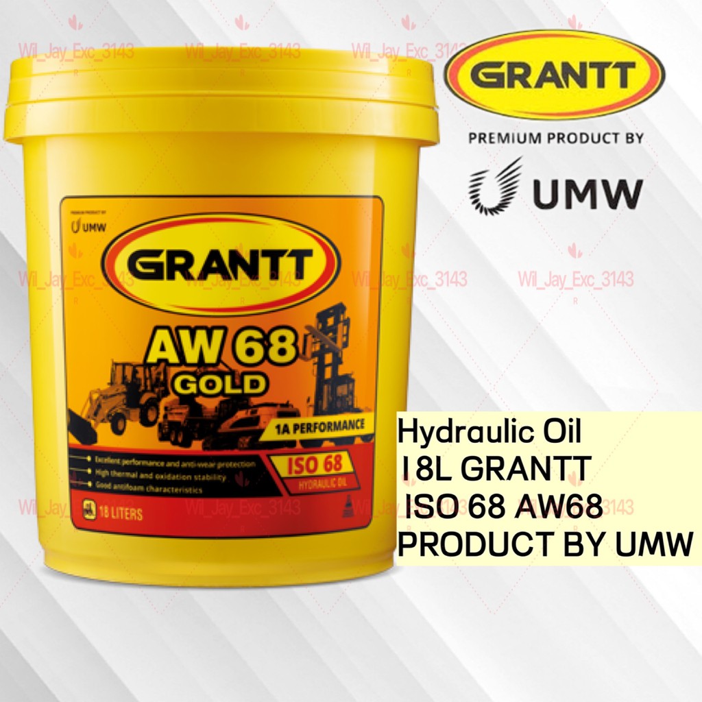 18l Grantt Iso Aw68 Gold Hydraulic Oil Aw 68 18l Anti Wear Iso 68 Hydraulic Oil Product By Umw Shopee Singapore