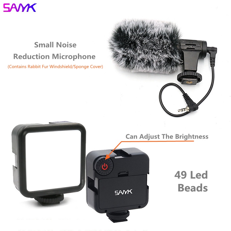 SANYK Metal L-shaped Mobile Phone Extension Stabilizer Bracket Vlog Video Live LED Fill Light Microphone Suitable for Mobile Phone SLR Camera DV Machine Action Camera