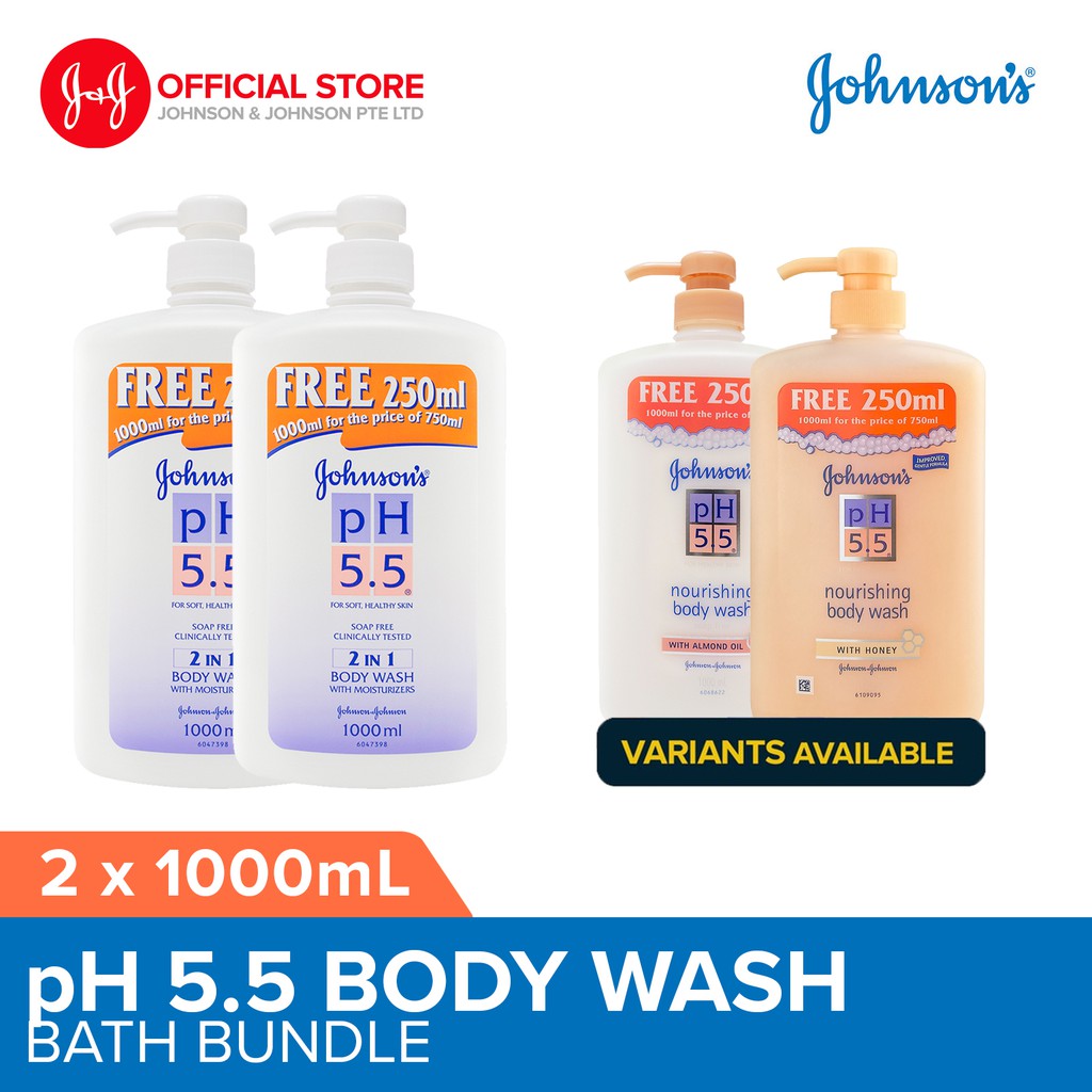 [Bundle of 2] Johnson's pH5.5 Nourishing Body Wash 750ml + 250ml (Honey