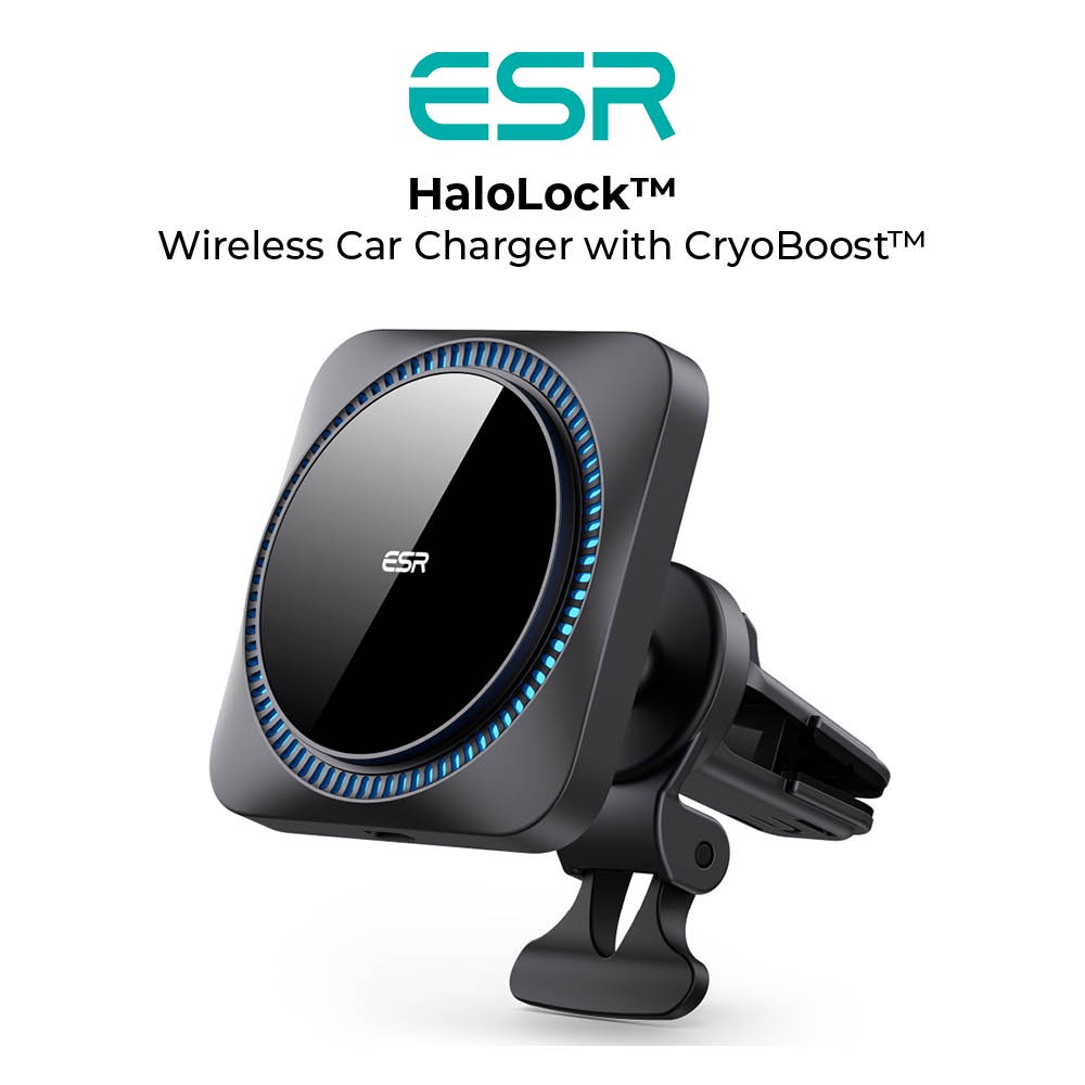 ESR HaloLock Wireless Car Charger with CryoBoost Frosted Onyx