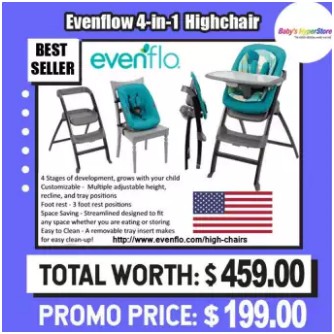 Evenflo 4 In 1 Quatore High Chair Deep Lake Shopee Singapore