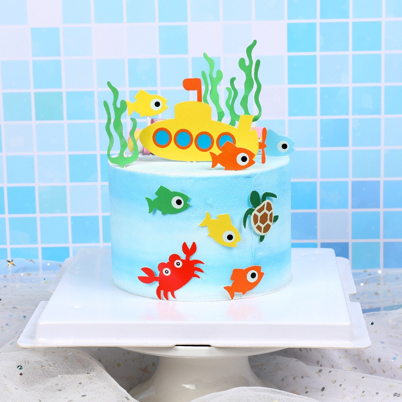 Underwater World Submarine See Animal Cake Topper Pick Birthday