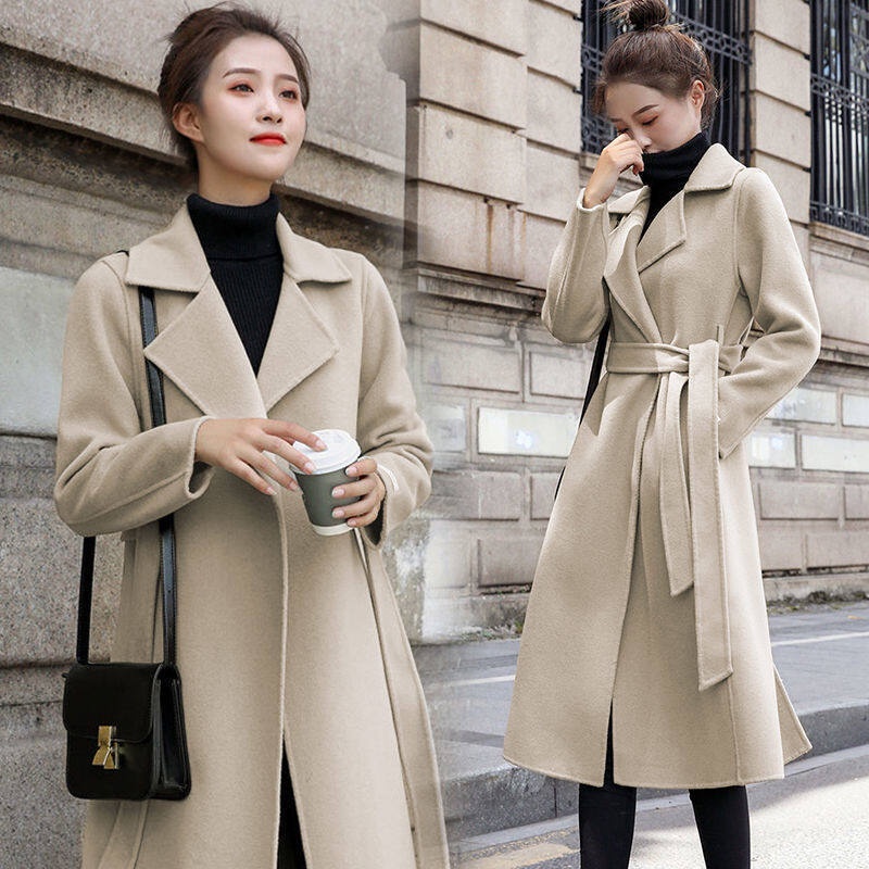 Image of Autumn and Winter New Fashion Women's Mid-length Trench Coat Thickened Woolen Coat #0
