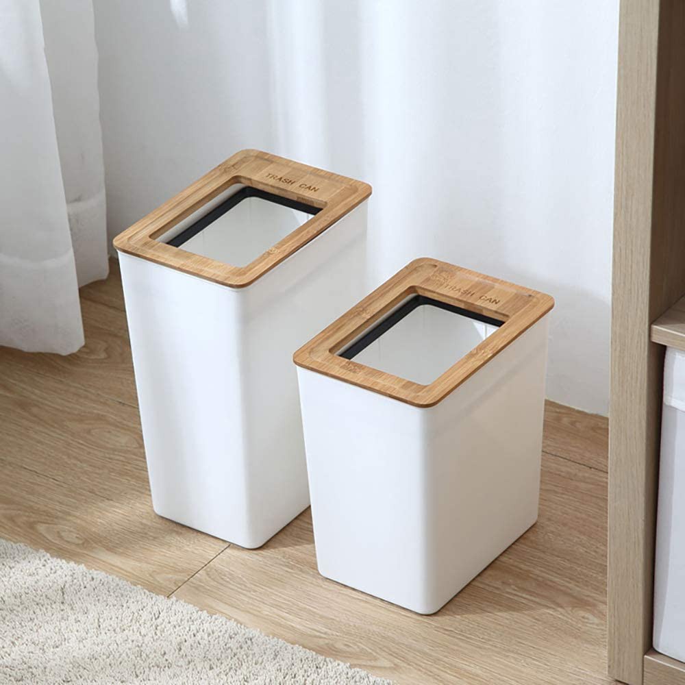 Minimalist Japanese Style Dustbin Trash Can Wooden Lid Shopee Singapore