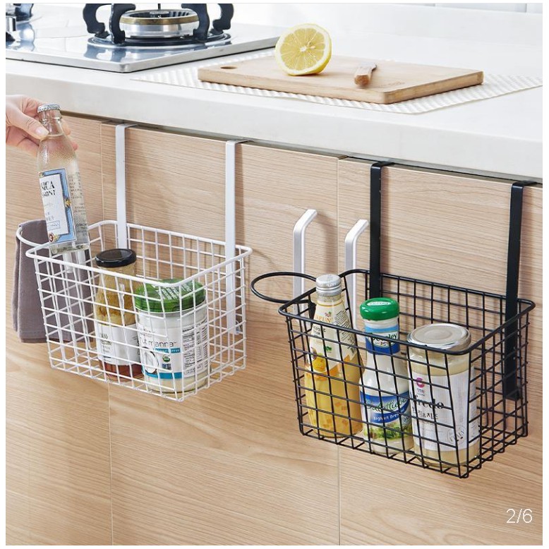 Promo Door Back Iron Hanging Basket Kitchen Supplies Basket Bathroom Cabinet Dou Shopee Singapore