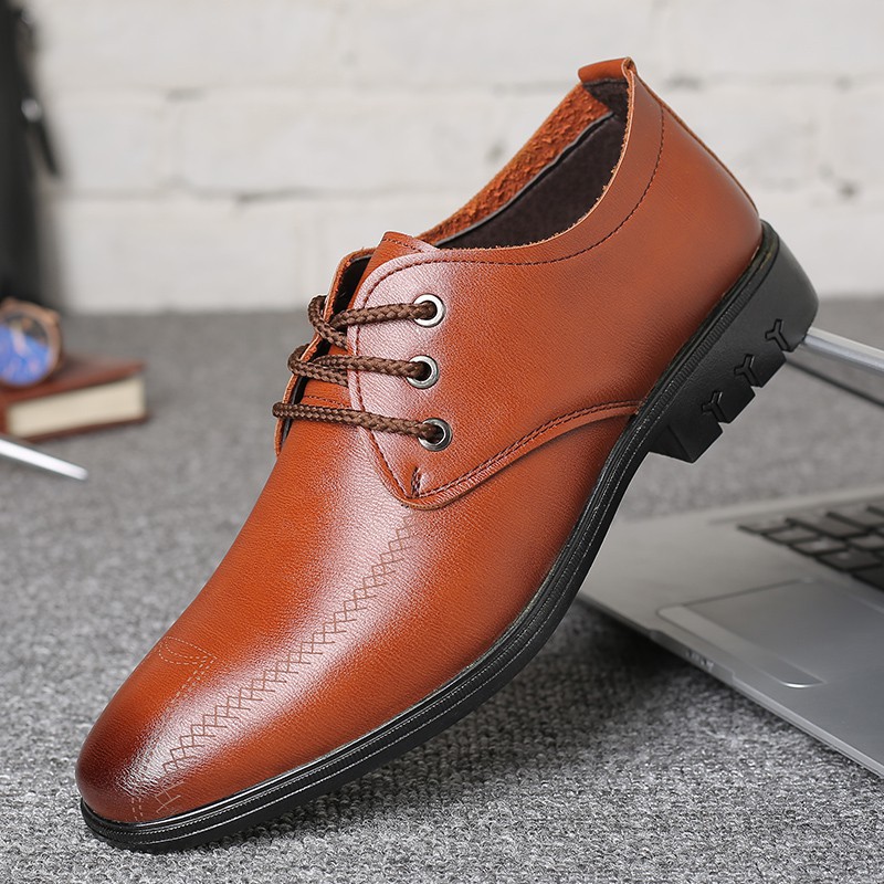 Leather Casual Shoes Men Wear Comfort Brown Male Business Shoes ...