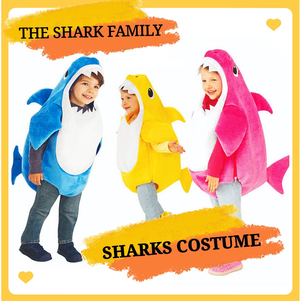 [SG Ready Stock] Cute Baby Shark Costume for Kids Sharks Family