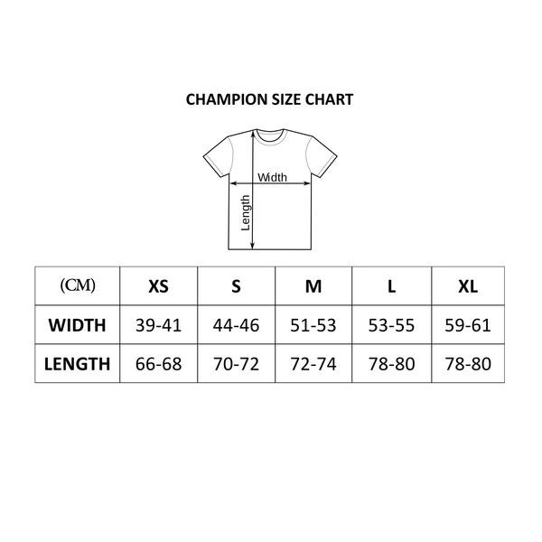 champion tee size chart