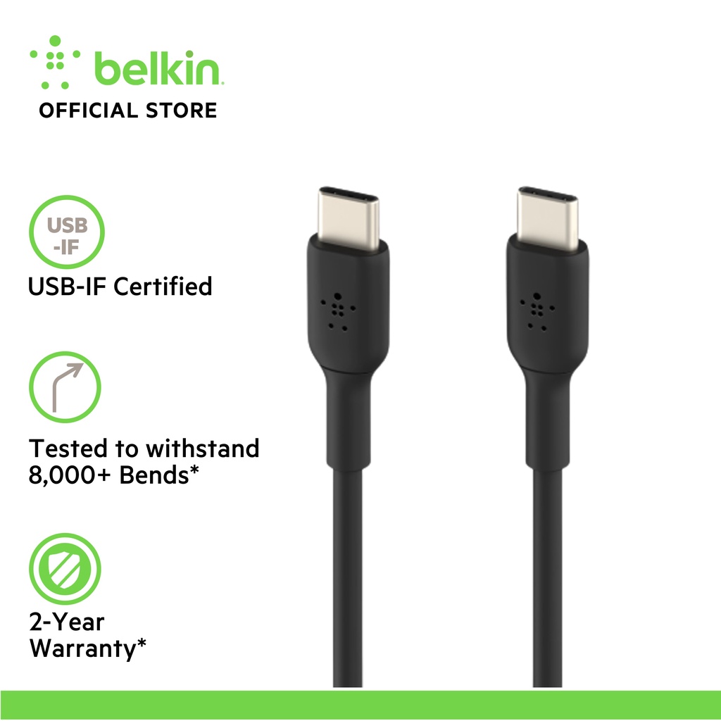 Belkin BELKIN USB-C TO USB-C CABLE BOOST CHARGE 1M TYPE C USB-IF CERTIFIED CAB003BT1MBK 
