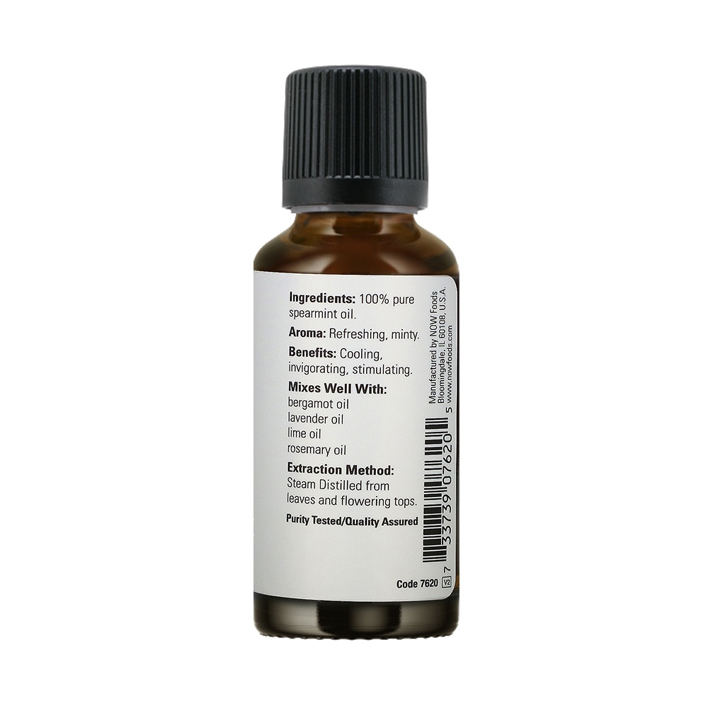 NOW Essential Oils, Spearmint Oil, Stimulating Aromatherapy Scent, Steam Distilled, 100% Pure, Vegan, (30 ml)