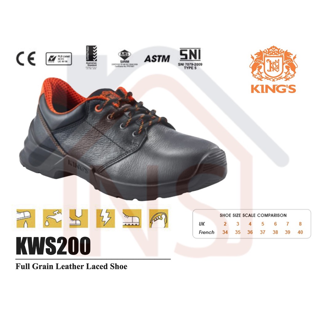 Kings KWS200 Safety Shoe / Low Cut Laced Type / Safety Boots (Replace