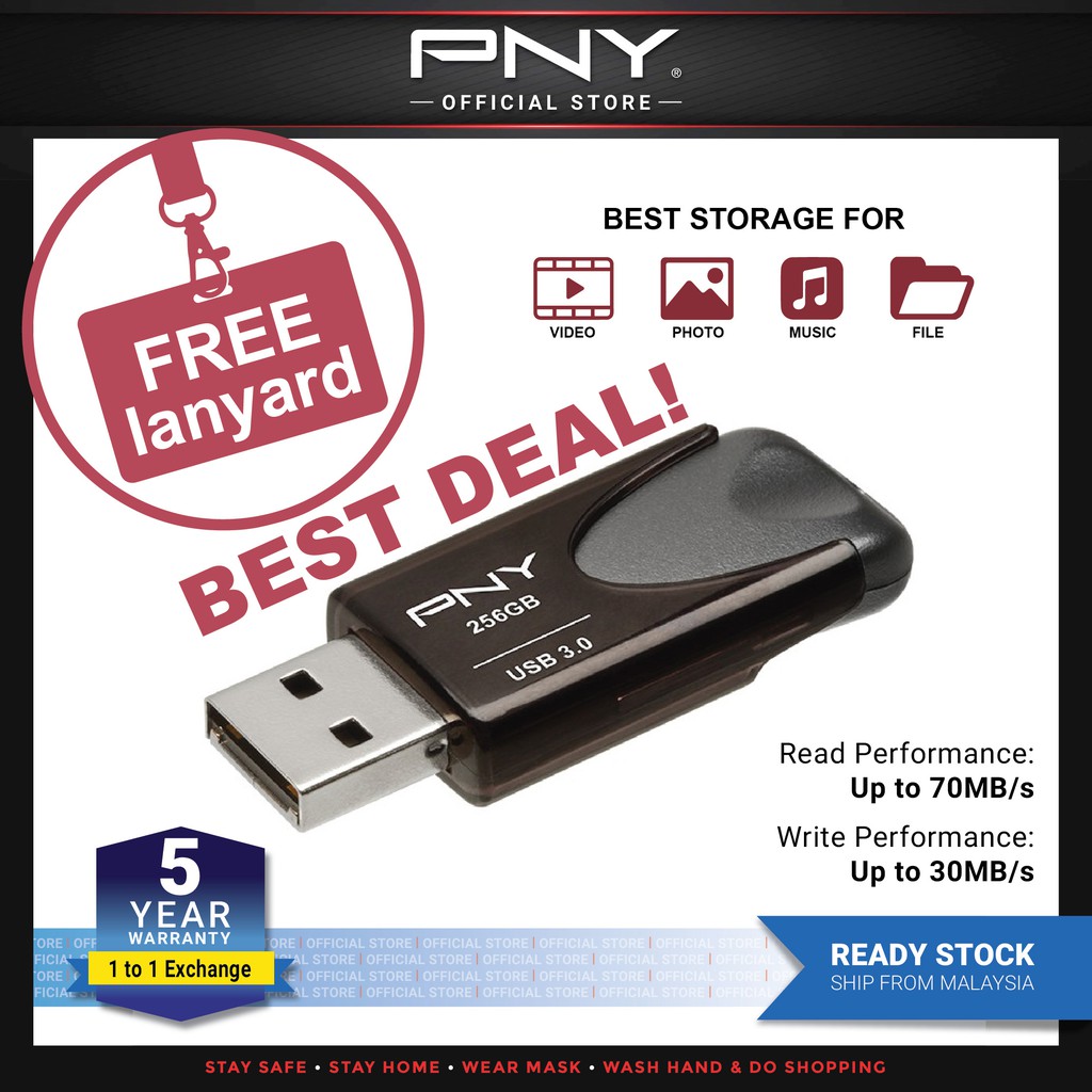 Shop Malaysia Pny Turbo Attache 4 Usb3 0 High Speed Pendrive 16gb 32gb 64gb 128gb 256gb 5 Years Warranty 1 To 1 Exchange Shopee Singapore