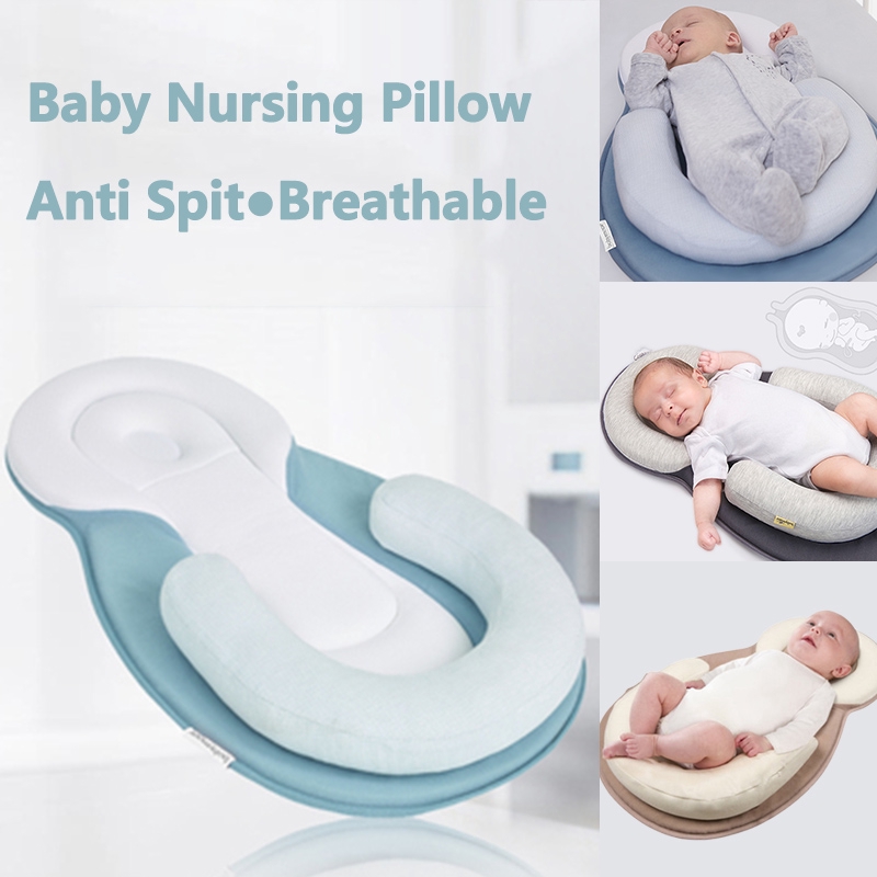 Breathable Nursing Baby Lounger Protective Pillow Infant Sleep Positioner Baby Stereotypes Pillow Infant Newborn Anti Rollover Mattress Pillow for 0 12 Months Baby Sleep Positioning 