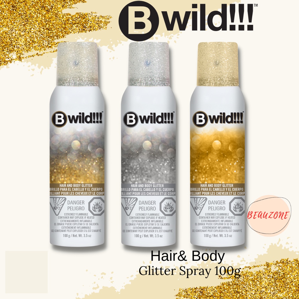 B Wild Hair & Body Glitter Styling Spray Gold Color Silver Color Gold &  Silver Spray Hair Spray BodySprayHair Color 100g | Shopee Singapore