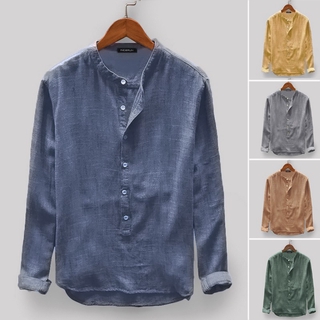 Image of New Fashion Casual Long Sleeve Slim Fit V-Neck Button Shirt