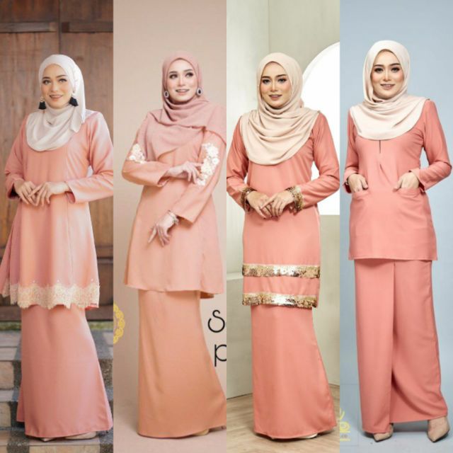 Xs 4xl Peach Kurung Moden Shopee Singapore