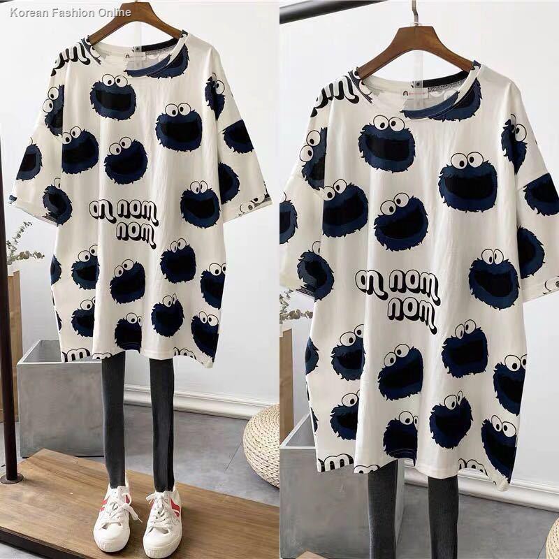 Korean Fashion Online Plus Size Within 100kg High Quality Cotton Women Summer Baju T Shirt Sesame Street Short Sleeve Slack Top Shopee Singapore