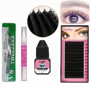 mink Eyelash Extension C D Curl 8-14mm Set With Glue Individual Eyelash Extensions Fake False Eyelashes
