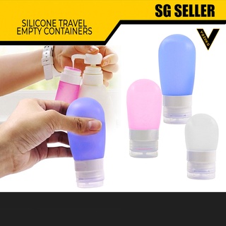 [SG SELLER] SILICONE TRAVEL SQUEEZE KIT CONTAINER 3 COLORS AVAILABLE WHITE PINK AND BLUE [H080-1][H080-2][H080-3]