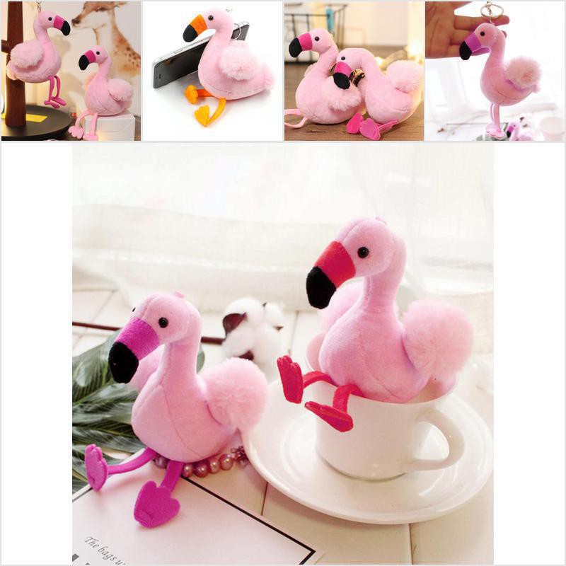 【COD•nobe】Lovely Flamingo Plush Toy Keychain Ring Pendant Soft Toy Key