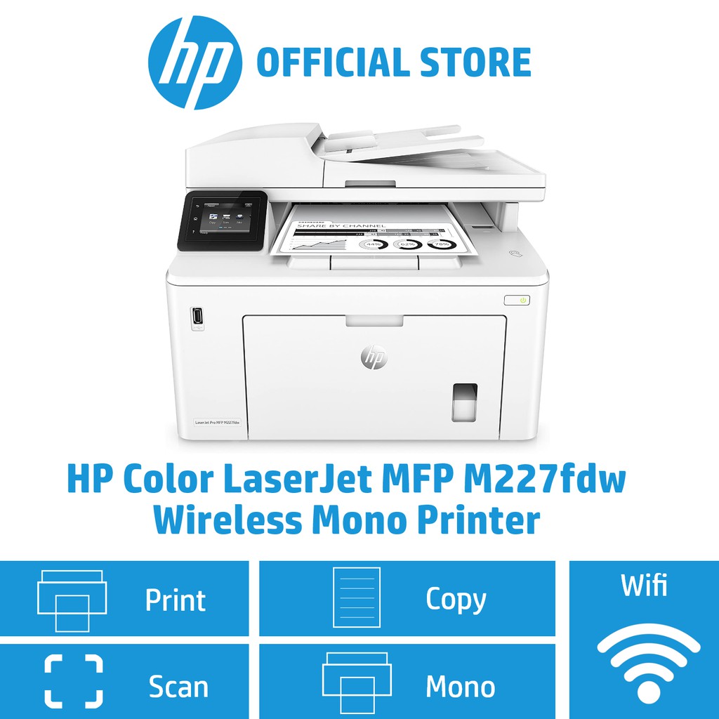 HP LaserJet Pro MFP M227fdw Wireless Mono Printer / Print,Scan&Copy / Automatic Document Feeder ...