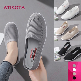 Image of Atikota Women New Pea Shoes Non-slip Soft Bottom Flying Woven Work Shoes Flat Bottom Sneaker Maternity shoes