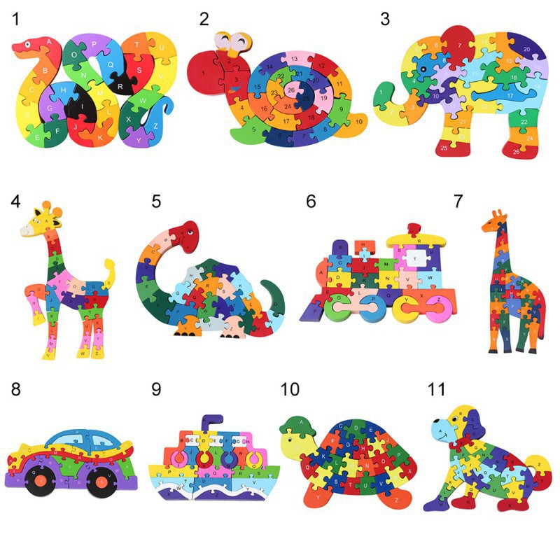 Pre School Young Children Toys Pre School Games Wooden Animal Shapes Kids Learn Alphabet Letters Abc A Z Numbers 1 26 Puzzles