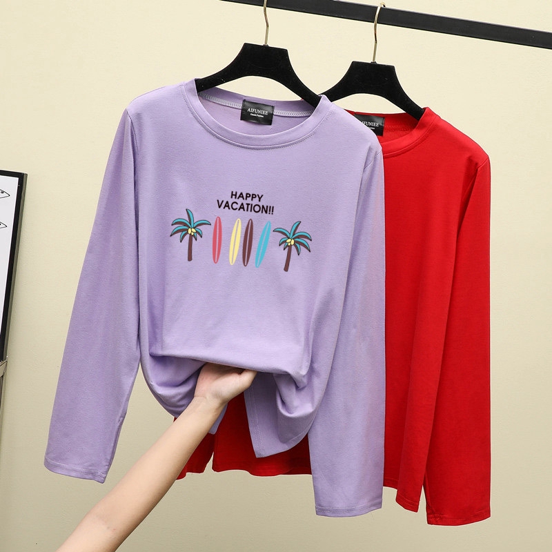 Women T Shirt Plus  Size  Murah Loose Blouse Long Sleeve 