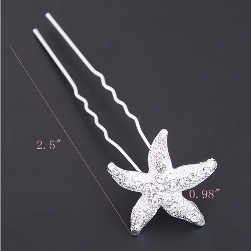 Jewelry Rhinestone Alloy Comb Starfish Hair Clip Hair Pins Hair