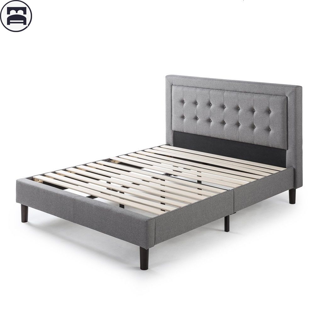 Foldable Upholstered Platform Bed Frame, Full Size Portable Bed Frame