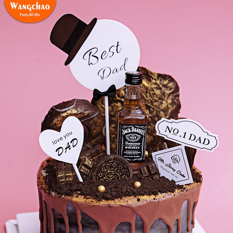 4pcs Bag Happy Birthday Best Dad Cake Topper Father S Day Cake Decoration I Love You Dad Cupcake Toppers Party Supplies Shopee Singapore