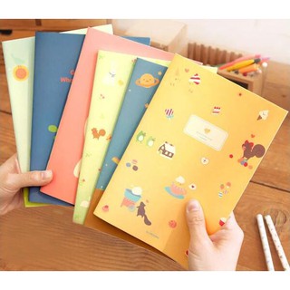 Cat Bird Squirrel Little Girl Notebook A5 Kawaii Notepad