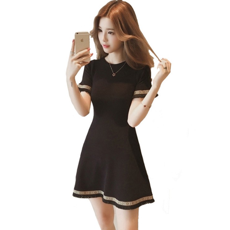 black short sleeve sweater dress