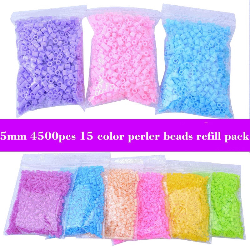 4500pcs 5mm 15 color PERLER BEADS REFILL PACK Shopee Singapore