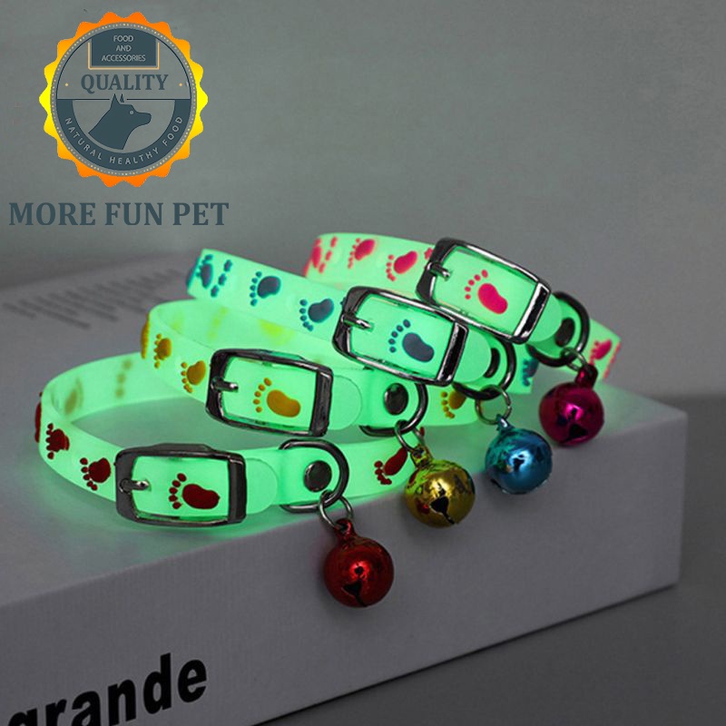 Pet Glowing Collars with Bells Glow at Night Dogs Cats Necklace Light Luminous Neck Ring Accessories