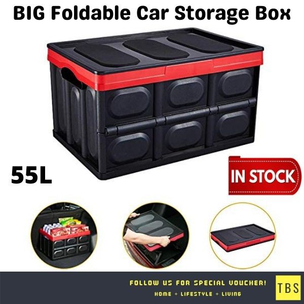 55L BIG Foldable Collapsible Car Boot Organiser Storage Box (Durable