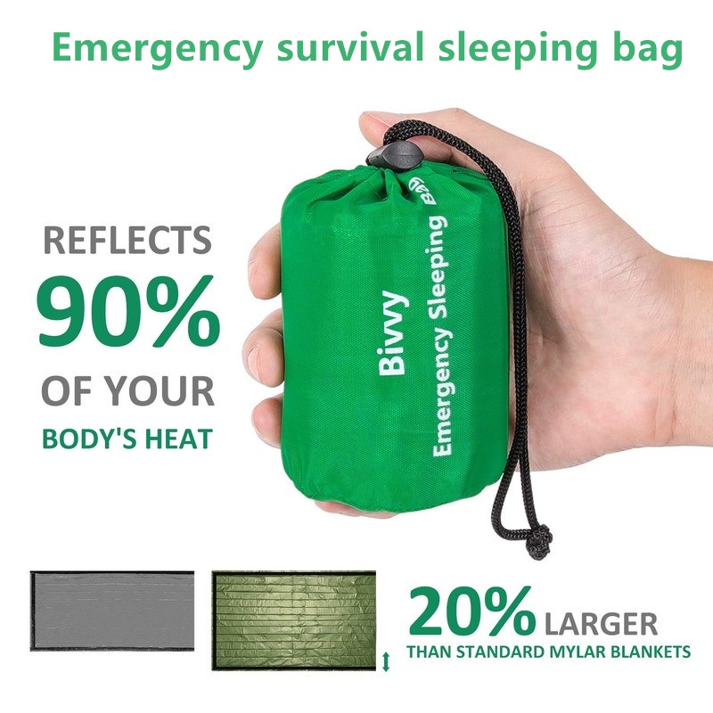 1 Emergency Sleeping Bag,Lightweight Keep Thermal Waterproof Camping Bag pe Aluminum Film Emergency Blanket Emergency Sleeping Bags for Camping Travel Backpacking Wild Adventure 