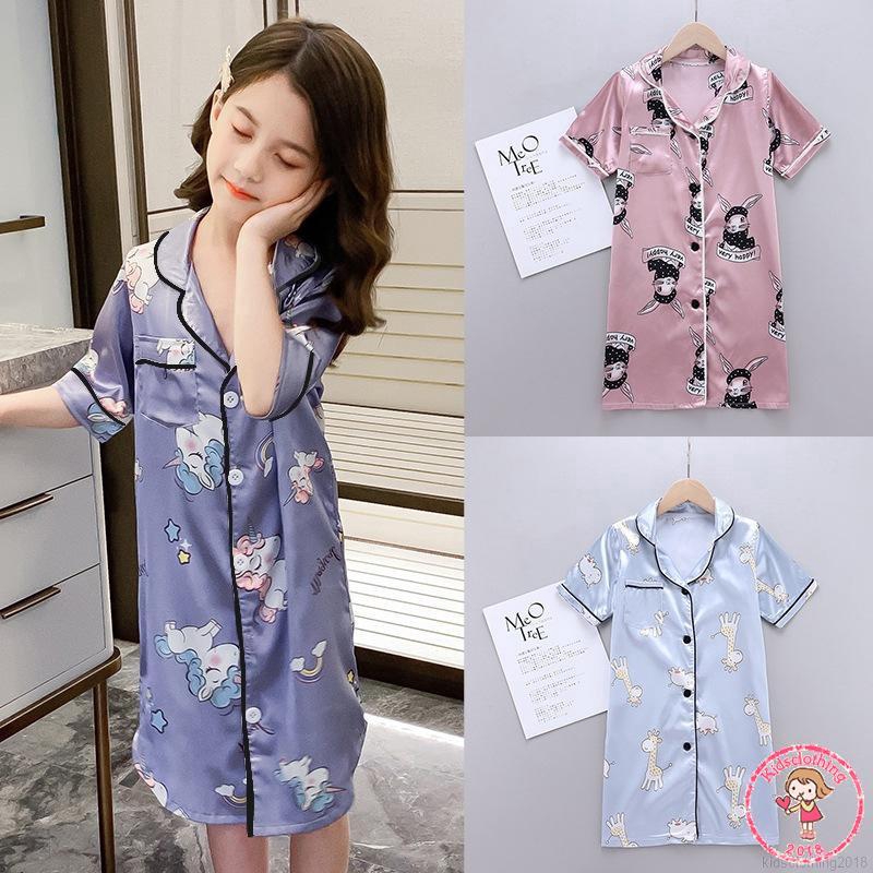 Terno Pajama For Kids Baby Girls Boys Printing Short Sleeve Silk Pajamas  Tops+Sleep Pants Set 1-6 Years Old | Shopee Singapore