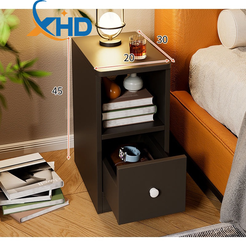 XHD Nordic Concise Modern Bedside Tables Solid Wood Bedroom Storage Mini Easy Simple Storage