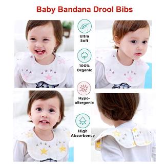 2Pcs 360 Rotating Baby Drool Pad Petal Round Feeding Bib Burp Absorbent Double Cotton Cloths Saliva Towel #4