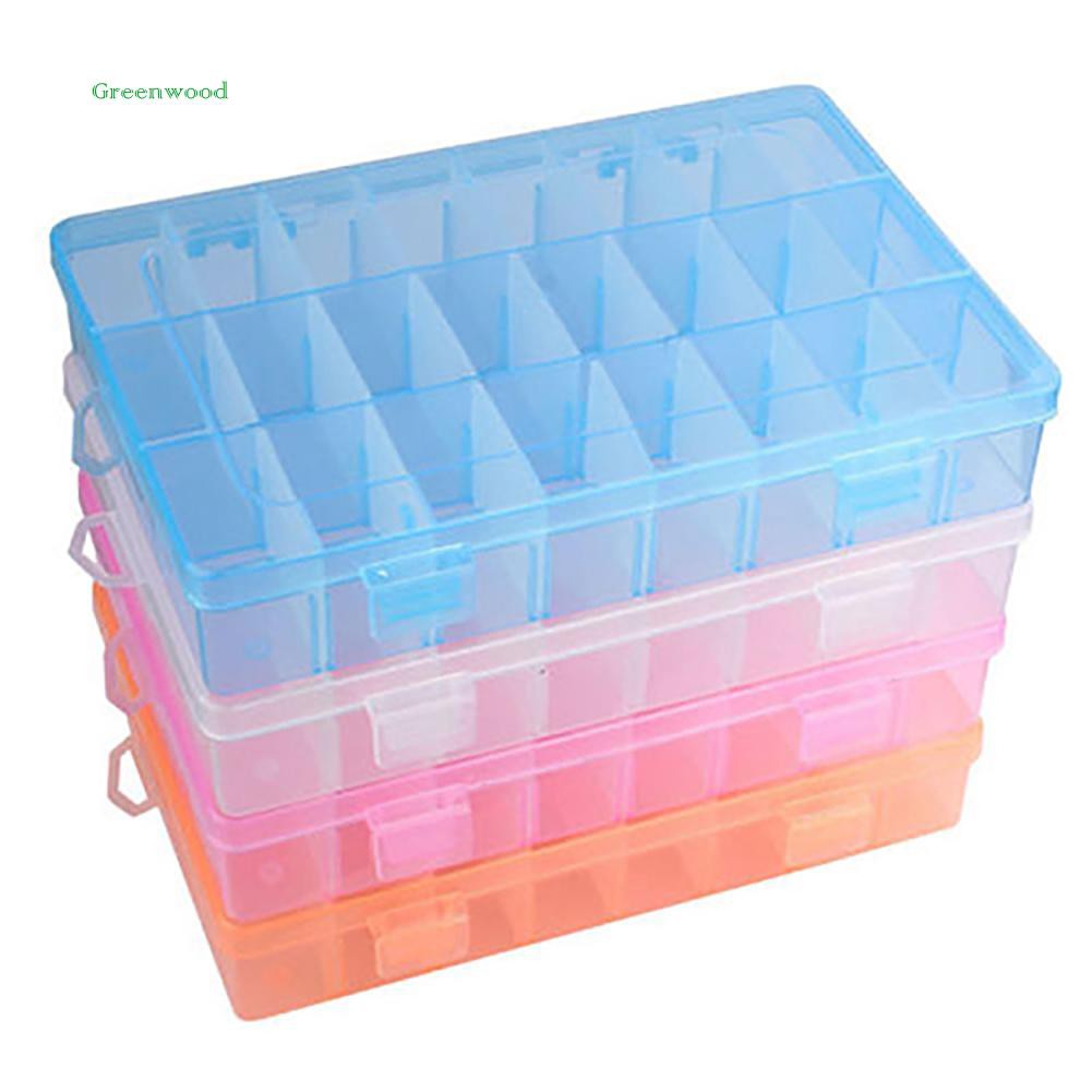 Gr 24 Compartments Plastic Box Case Jewelry Bead Storage Container