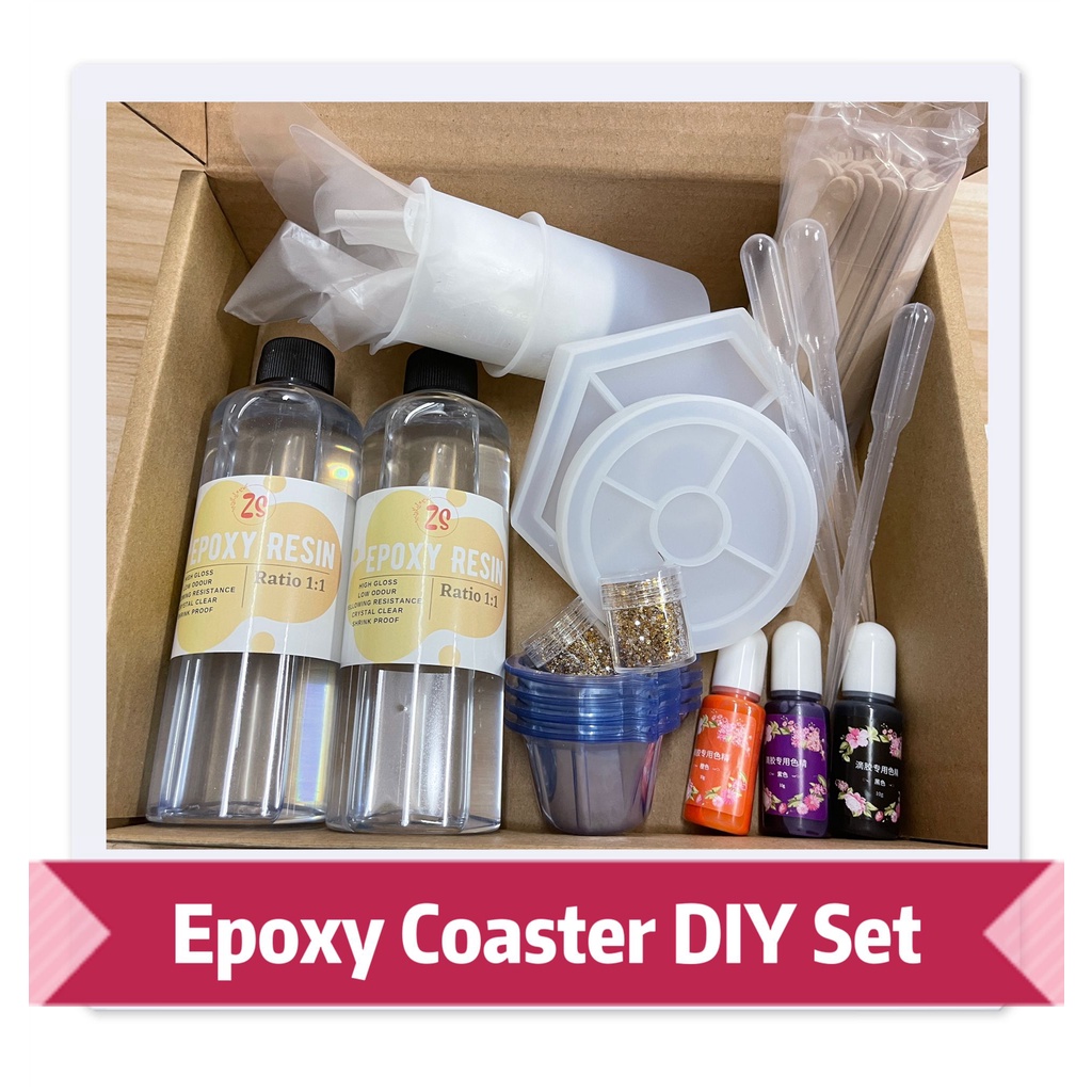 Epoxy Resin Coaster DIY set DIY coaster mold set Shopee Singapore