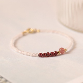 Image of thu nhỏ 2-3mm Strawberry Rose Quartz Crystal Bracelet Women's Chain Jewelry Pink Crystal Garnet Bracelet Exquisite 1pc #0