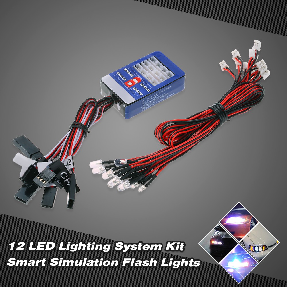 12LED Light Kit Flashing Head Lights Lamp System For HSP 1:10 RC Model Car truck 