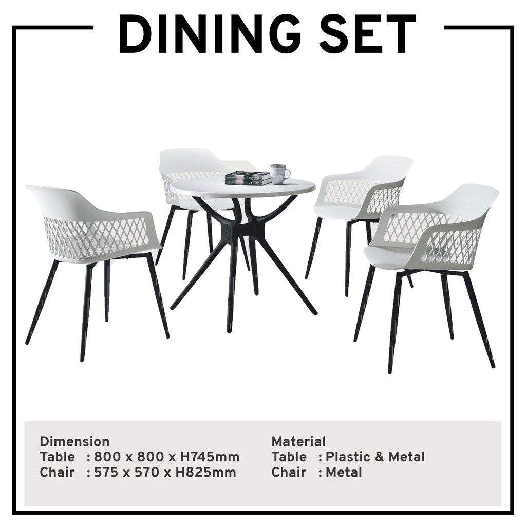 Dining Set 1+4 Plastic Dining Table & Set Dining Kitchen Furniture