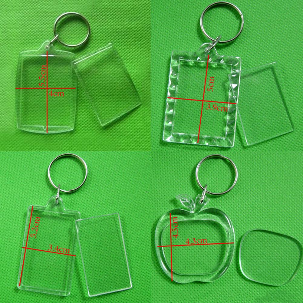 Acrylic Insert Photo Picture Frame Keyrings Keychain DIY Split Ring Key