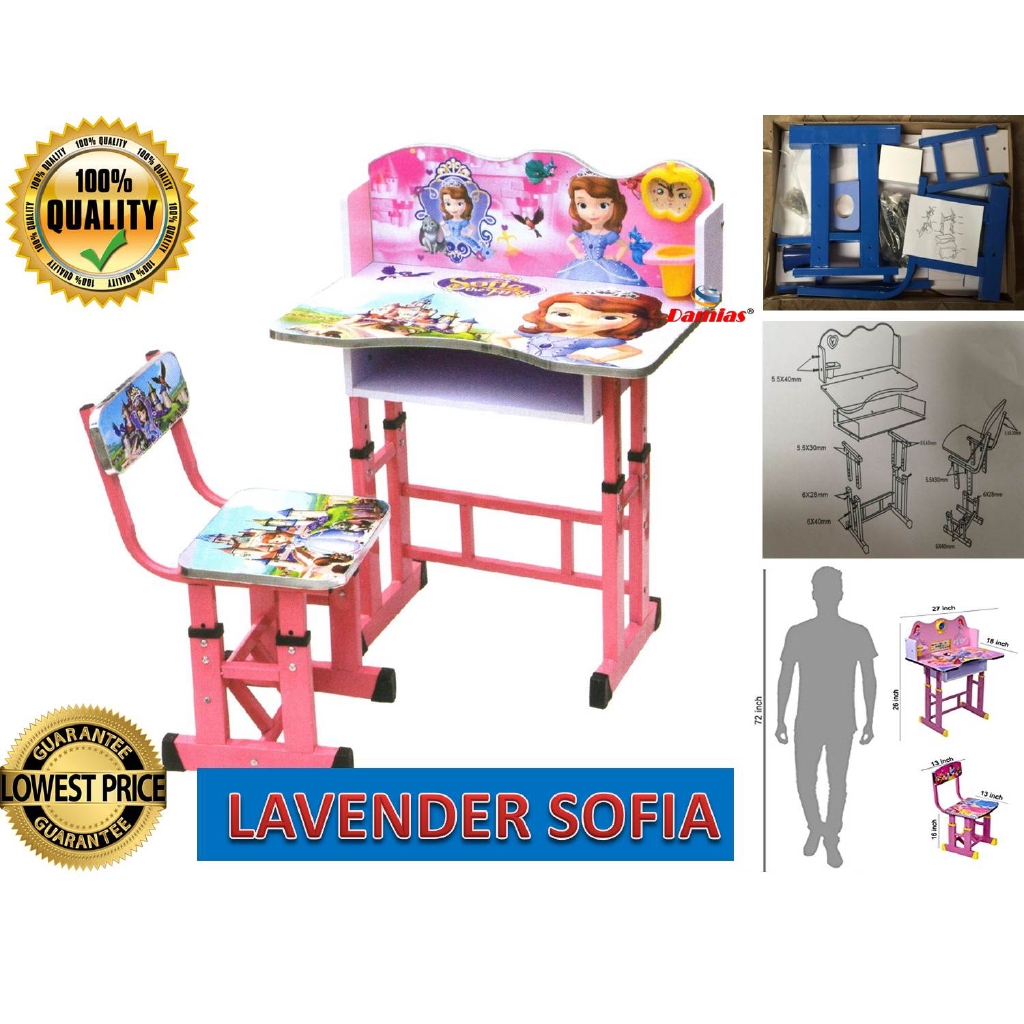 Cartoon Study Table Theme Meja Belajar Kanak Kanak Lavender Sofia Shopee Singapore