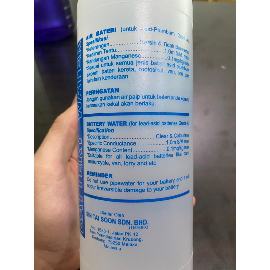 Shop Malaysia Air Bateri Kereta Motor Van Lori Lorry Car Battery Water Vehicle 1liter 1000ml Shopee Singapore